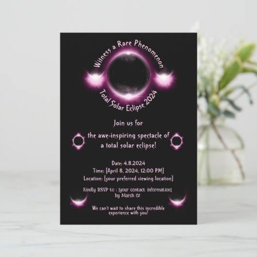 Totale Solar Eclipse Viewing Party Uitnodiging (Staand voorkant)