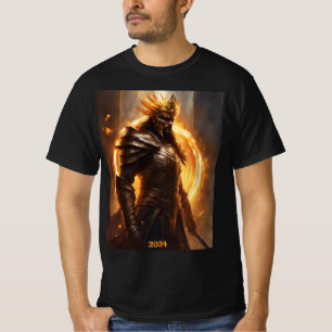 Totale Solar Eclipse Warrior in Armor 2024 Mannen T-shirt