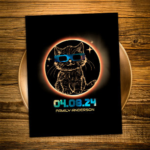 Totale Zonne-Eclipse 2024 Kat Zonne-Eclipse Bril Briefkaart