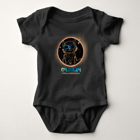 Totale Zonne-Eclipse 2024 Kat Zonne-Eclipse Bril Romper (Voorkant)