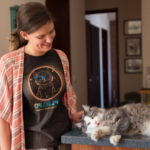 Totale Zonne-Eclipse 2024 Kat Zonne-Eclipse Bril T-shirt