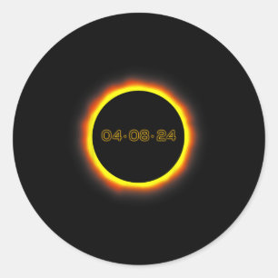 Totale zonsverduistering 04.08.2024 Totaal 1 Ronde Sticker