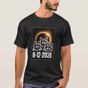 Totale Zonsverduistering 12 augustus 2026 Raccoon T-shirt