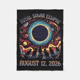 Totale Zonsverduistering 12 Augustus 2026 Zwarte K Fleece Deken