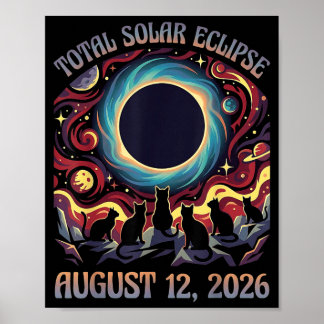 Totale Zonsverduistering 12 Augustus 2026 Zwarte K Poster