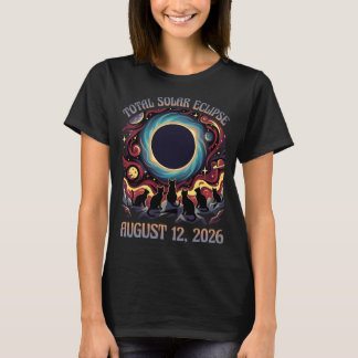 Totale Zonsverduistering 12 Augustus 2026 Zwarte K T-shirt