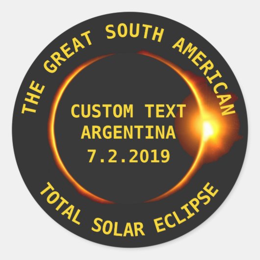Totale Zonsverduistering 2019 Argentinië, Zuid-Ame Ronde Sticker (Voorkant)