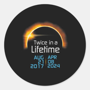 Totale Zonsverduistering 2024 2017 Totaal tweemaal Ronde Sticker