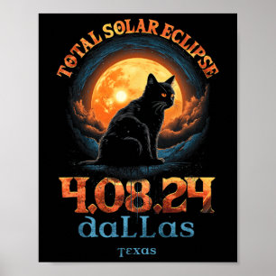 Totale Zonsverduistering 2024 Dallas Texas Poster