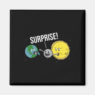 Totale Zonsverduistering 2024 Funny Cartoon Moon C Magneet
