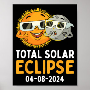 Totale Zonsverduistering 2024 Glazen Leuk Zon Maan Poster