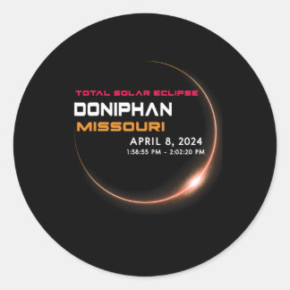 Totale Zonsverduistering 2024 in Doniphan Missouri Ronde Sticker
