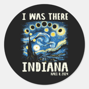 Totale Zonsverduistering 2024 Indiana - Sterrennac Ronde Sticker