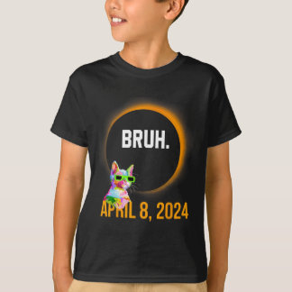 Totale Zonsverduistering 2024 Leuk Kat Gezegde Bru T-shirt