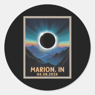 Totale Zonsverduistering 2024 Marion Indiana Ronde Sticker