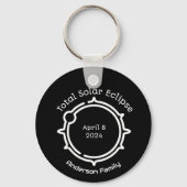 Totale Zonsverduistering 2024 Modern Minimaal Zwar Sleutelhanger (Voorkant)