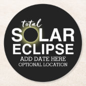Totale Zonsverduistering - 2024 of aangepaste datu Ronde Kartonnen Onderzetter (Voorkant)
