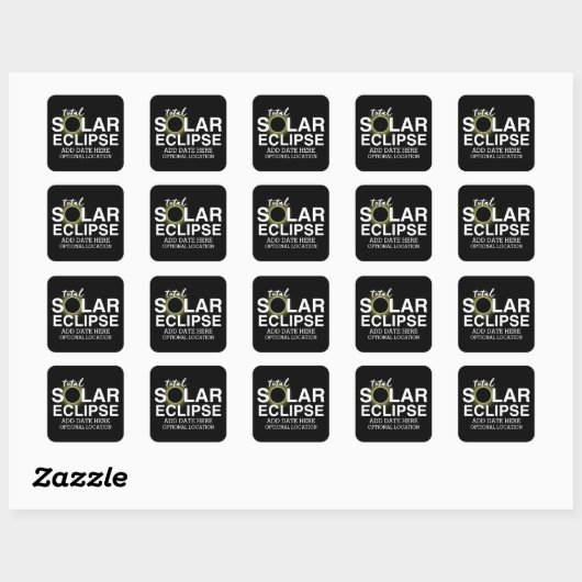 Totale Zonsverduistering - 2024 of aangepaste datu Vierkante Sticker (Vel)