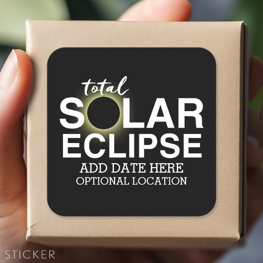 Totale Zonsverduistering - 2024 of aangepaste datu Vierkante Sticker