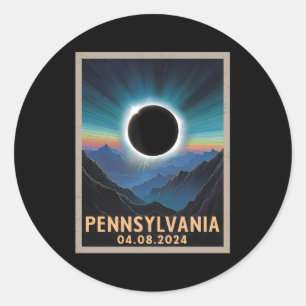 Totale Zonsverduistering 2024 Pennsylvania Ronde Sticker