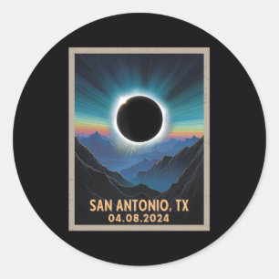 Totale Zonsverduistering 2024 San Antonio Texas Ronde Sticker