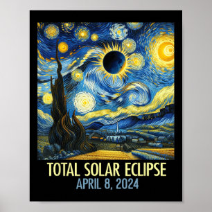 Totale Zonsverduistering 2024 Sterrennacht Totaal Poster