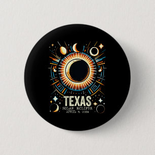 Totale Zonsverduistering 2024 Texas April 8 Abstra Ronde Button 5,7 Cm