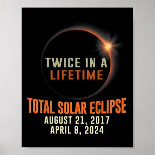 Totale Zonsverduistering 2024 Totaal twee keer in Poster