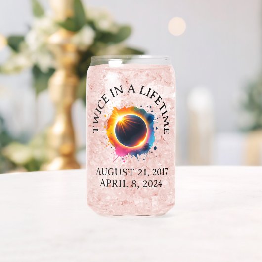Totale Zonsverduistering 2024 tweemaal in een leve Blikvorm Glas (Insitu (Huwelijk))