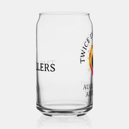 Totale Zonsverduistering 2024 tweemaal in een leve Blikvorm Glas (Rechts)