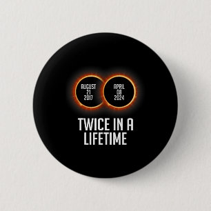 Totale Zonsverduistering 2024 tweemaal in een leve Ronde Button 5,7 Cm