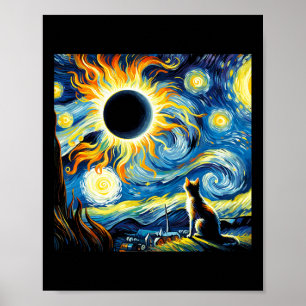 Totale Zonsverduistering 2024 Van Gogh Sterrennach Poster