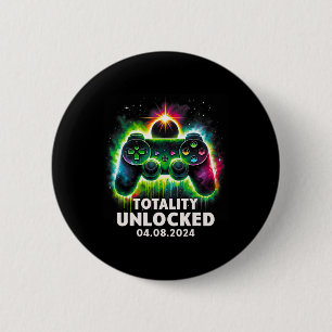 Totale Zonsverduistering 2024 Videogame Kleurrijk Ronde Button 5,7 Cm