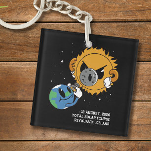 Totale Zonsverduistering 2026 IJsland Photobomb Sleutelhanger