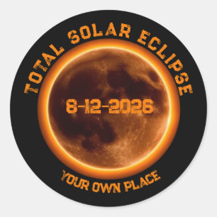 Totale Zonsverduistering 2026 Ronde Sticker