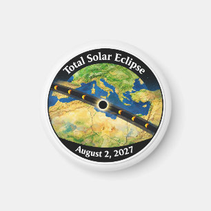 Totale Zonsverduistering 2027 Kaart Magneet