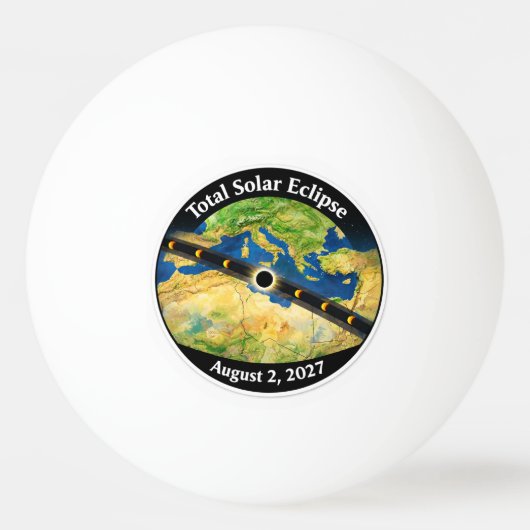 Totale Zonsverduistering 2027 Kaart Pingpongballen (Voorkant)