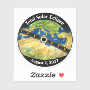 Totale Zonsverduistering 2027 Kaart Sticker