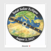 Totale Zonsverduistering 2027 Kaart Sticker (Vel)