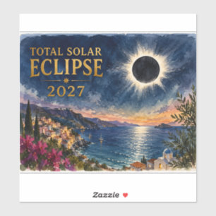 Totale Zonsverduistering 2027 Middellandse Zee Sticker