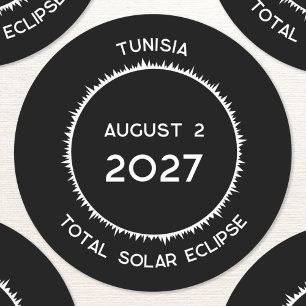 Totale Zonsverduistering 2027 Tunesië Ronde Sticker