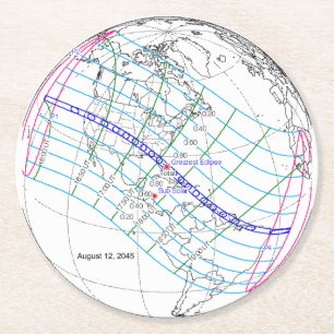 Totale Zonsverduistering 2045 Global Path Ronde Kartonnen Onderzetter