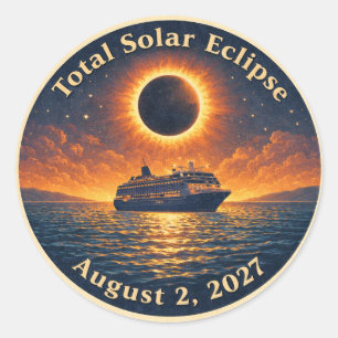 Totale zonsverduistering 2 augustus 2027 cruisesch ronde sticker