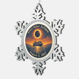 Totale zonsverduistering 2 augustus 2027 cruisesch tin sneeuwvlok ornament