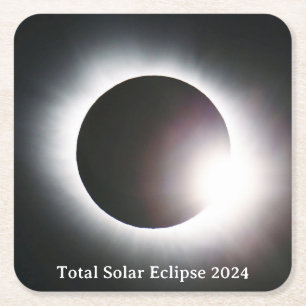 Totale zonsverduistering 8 april 2024 maanzon vierkante kartonnen onderzetter