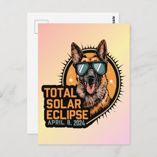 Totale Zonsverduistering April 2024 Duitse Herder  Briefkaart (Voorkant / Achterkant)