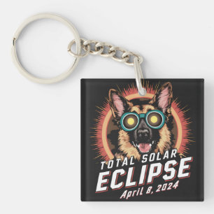 Totale Zonsverduistering April 2024 Duitse Herder Sleutelhanger