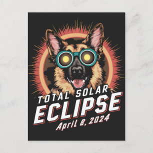 Totale Zonsverduistering April 2024 Duitse Herders Briefkaart