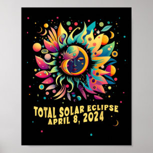 Totale Zonsverduistering April 2024 Hippie Pop Kun Poster