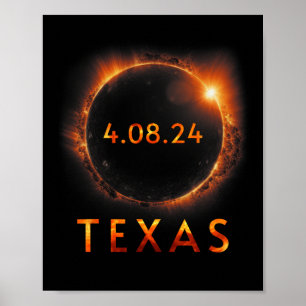 Totale Zonsverduistering April 8 2024 Texas Solar Poster